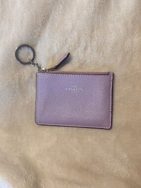 Like new lilac Coach skinny mini zip id wallet with Key Ring